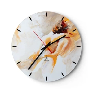 Horloge murale - Pendule murale - Une représentation artistique d'un couple très uni dans des couleurs chaudes. - 30x30cm - Proximité dans le ciel - Décoration murale moderne pour le salon, la cuisine et la chambre ARTTOR