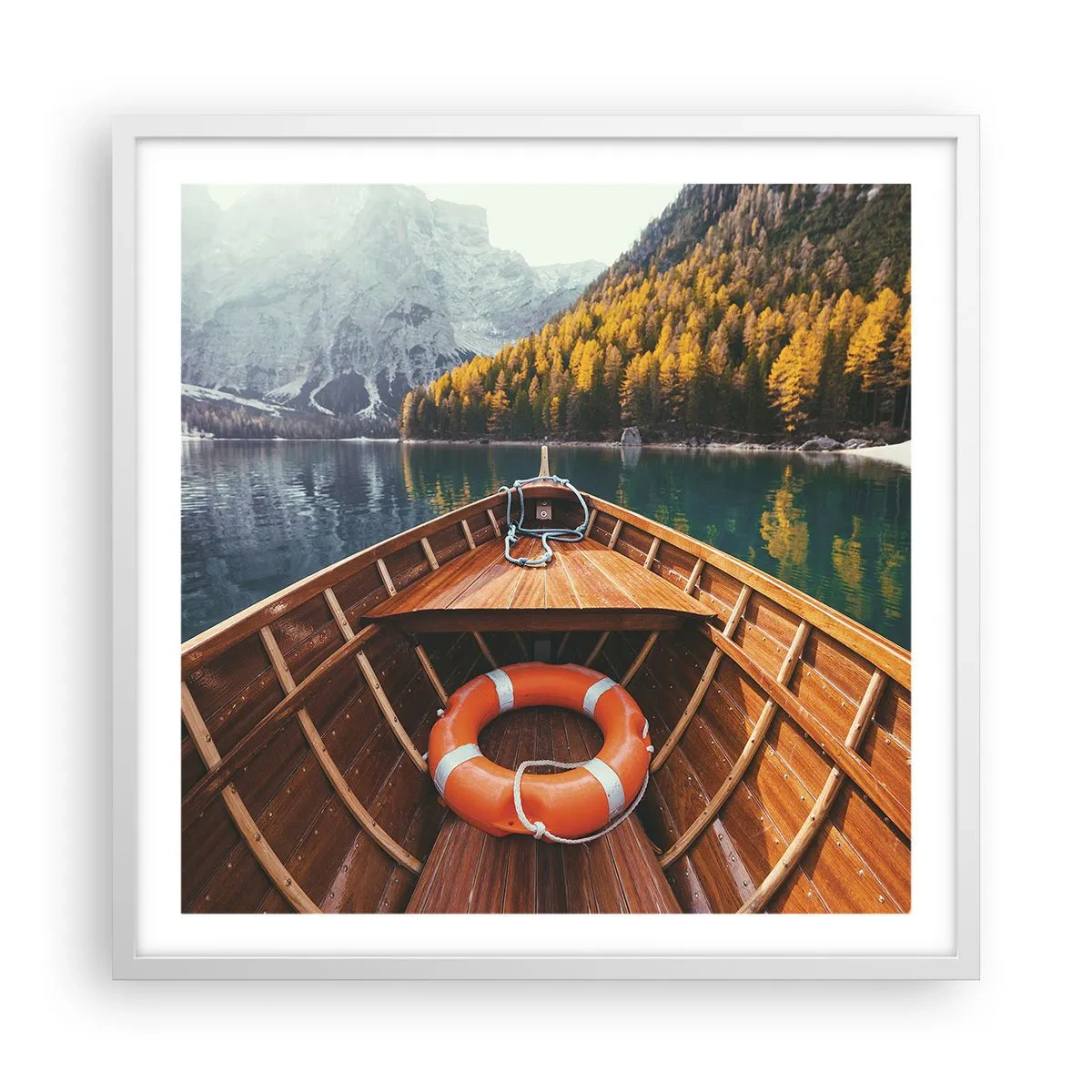 Affiche dans un cadre blanc - Poster - Escapade en montagne - 60x60 cm