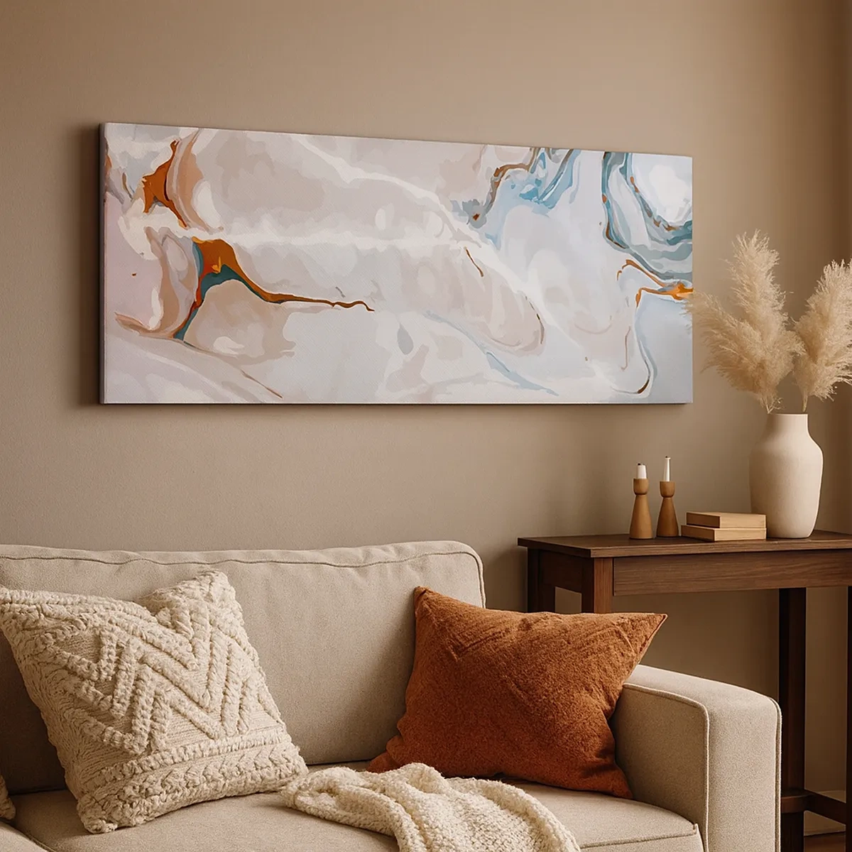 Impression sur toile - Image sur toile - Le bleu serpente sous le blanc - 30x30 cm