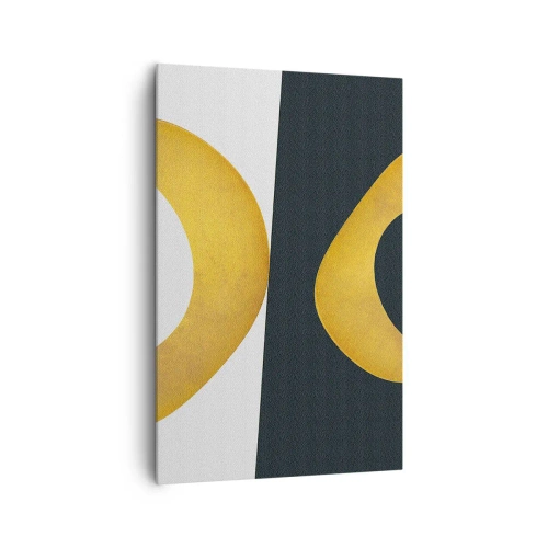 Impression sur toile - Image sur toile - Formes géométriques en or sur fond blanc et foncé - 80x120cm - Avant tout : l’or - Décoration murale moderne pour le salon et la chambre ARTTOR