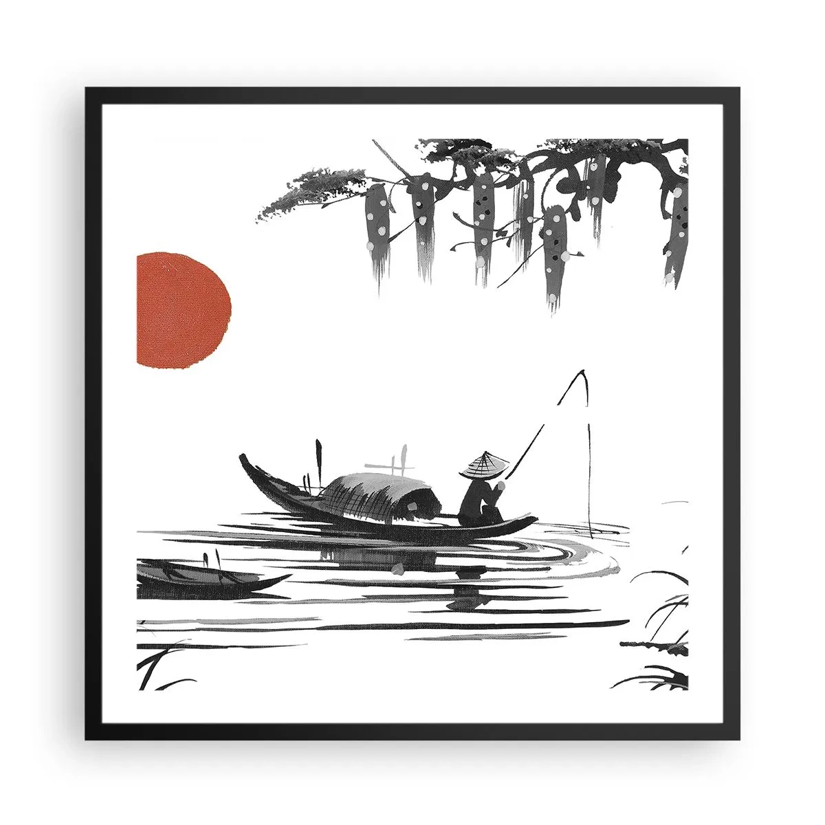 Affiche dans un cadre noir - Poster - Après-midi asiatique - 60x60 cm