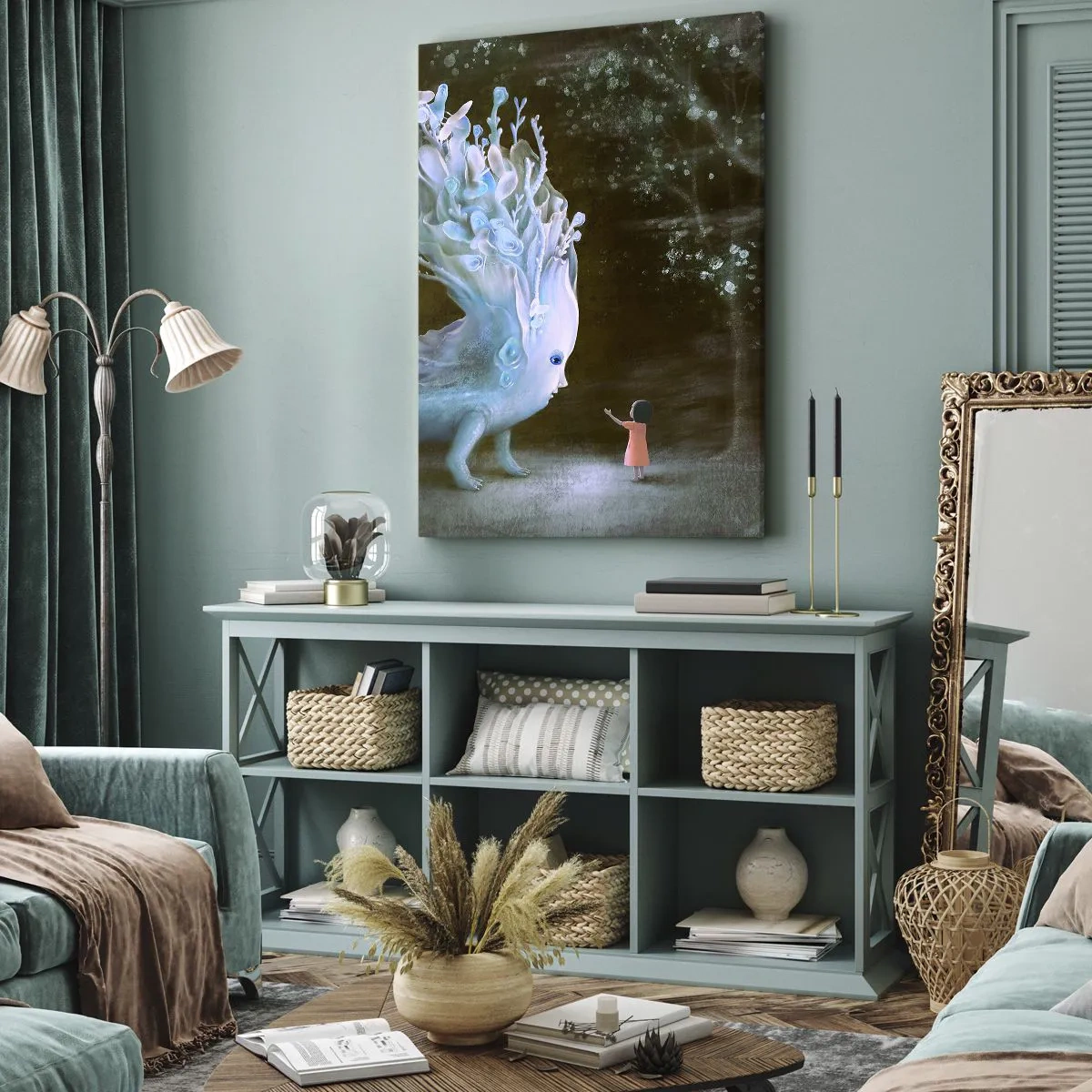 Impression sur toile - Image sur toile - Une rencontre fantastique - 45x80 cm