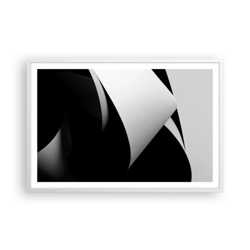 Affiche dans un cadre blanc - Poster - Plans de lumière venus des profondeurs de l'ombre - 91x61 cm