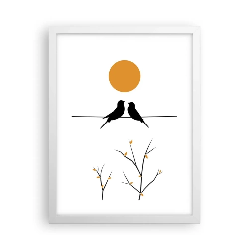 Affiche dans un cadre blanc - Poster - Soirée pour rossignols - 30x40 cm