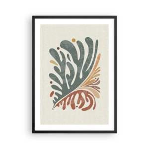 Affiche dans un cadre noir - Poster - Motif de feuilles botaniques dans les tons verts et marron - 50x70cm - Feuille multicolore - Décoration murale moderne pour le salon et la chambre ARTTOR