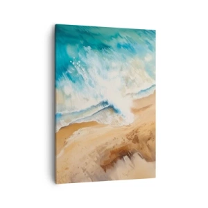 Impression sur toile - Image sur toile - Une vague de mer s'écrasant contre le rivage sablonneux - 50x70cm - La vague qui revient - Décoration murale moderne pour le salon et la chambre ARTTOR