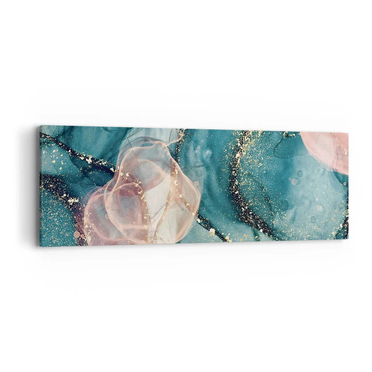 Impression sur toile - Image sur toile - Soie bleu, tulle rose - 90x30 cm