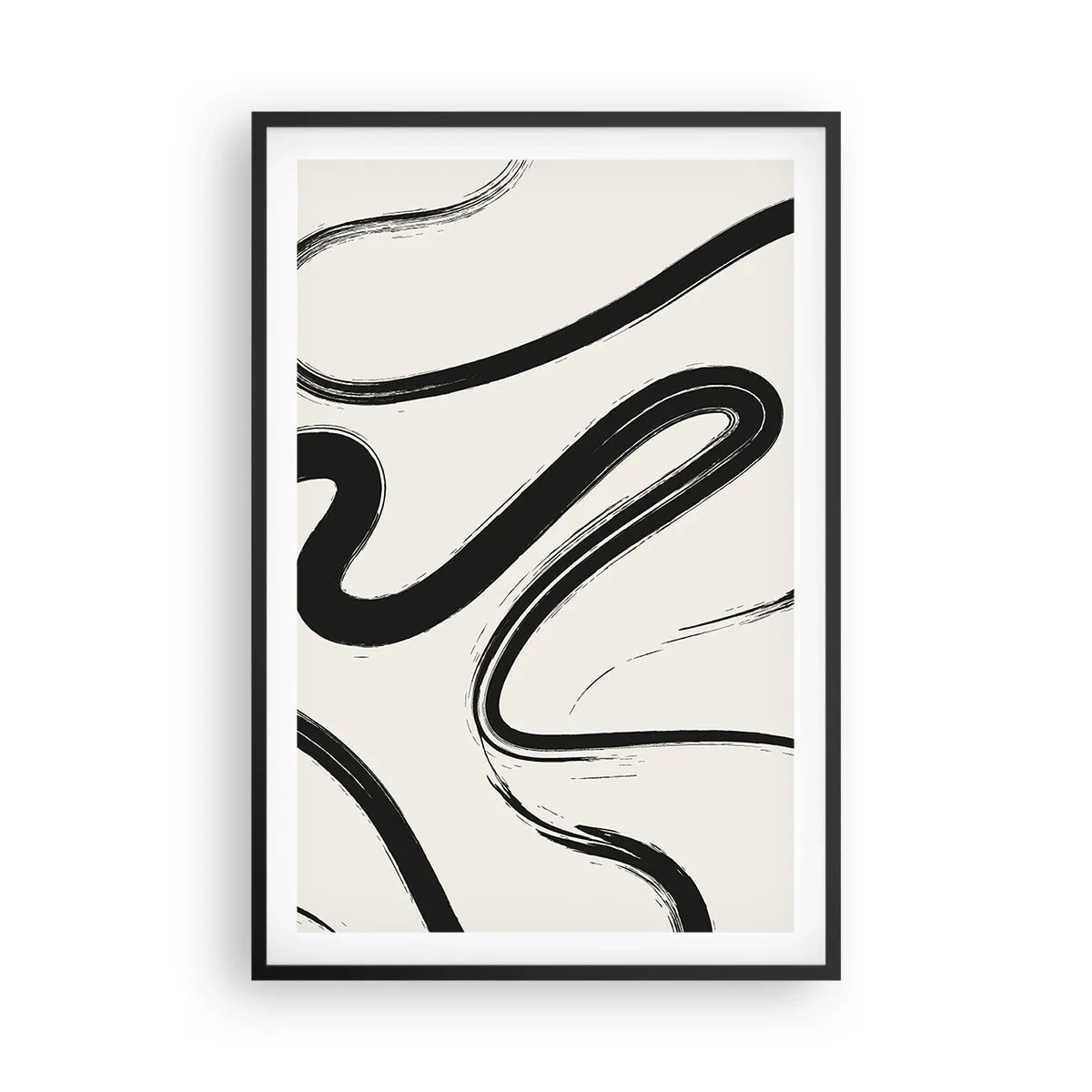 Affiche dans un cadre noir - Poster - Fantaisie en noir et blanc - 61x91 cm