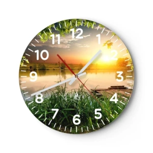 Horloge murale - Pendule murale - Paysage dans un cadre verdoyant - 30x30 cm