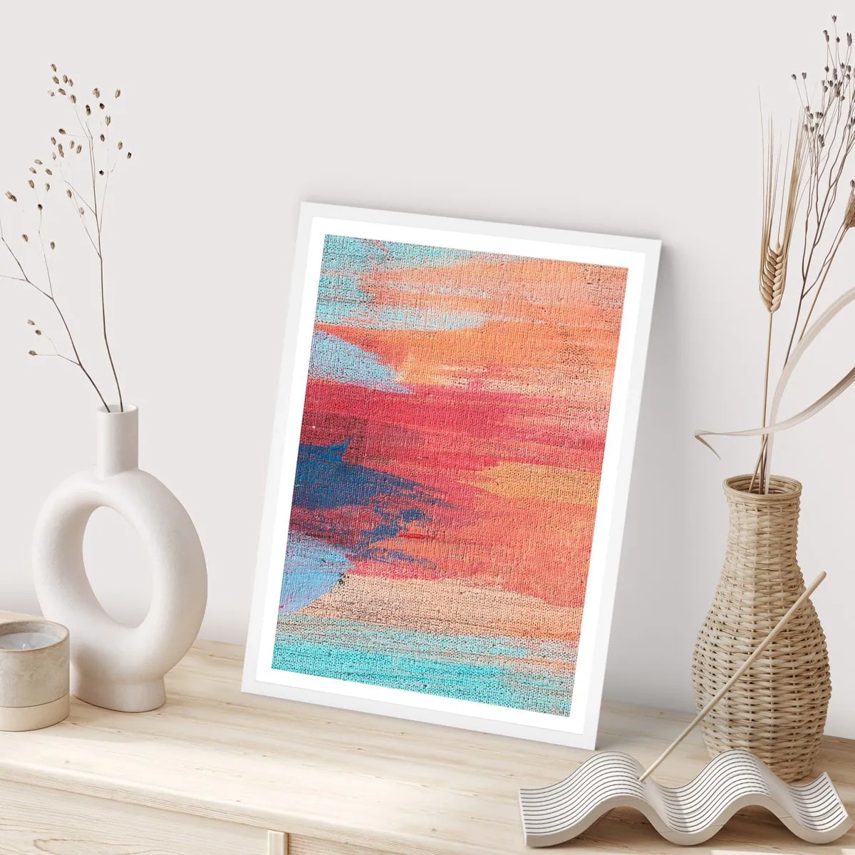 Affiche dans un cadre blanc - Poster - Ecoulement de l'arc-en ciel - 50x70 cm