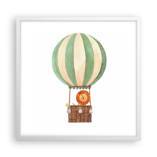 Affiche dans un cadre blanc - Poster - Les voyages de Léon - 50x50 cm