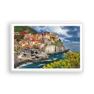 Affiche dans un cadre blanc - Poster - Un groupe embrassant les rochers - 91x61 cm