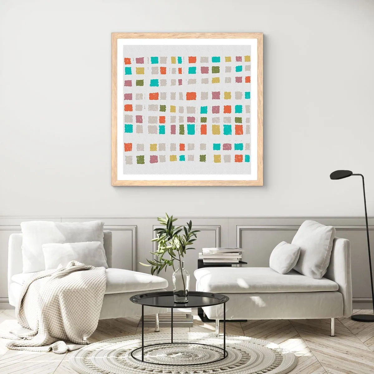 Affiche dans un chêne clair - Poster - Jeu inconnu - 50x50 cm