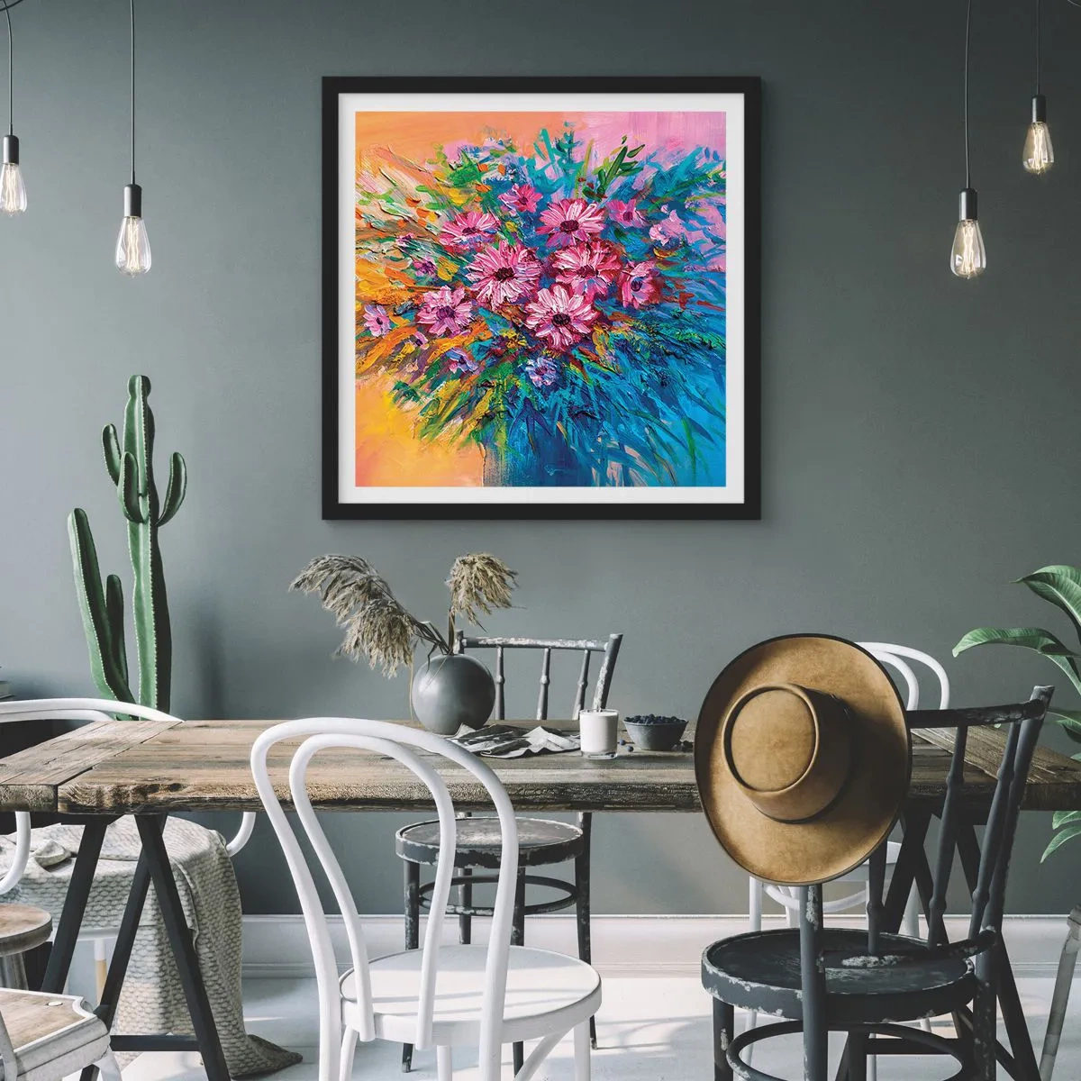 Affiche dans un cadre noir - Poster - Énergie de la vie - 50x50 cm