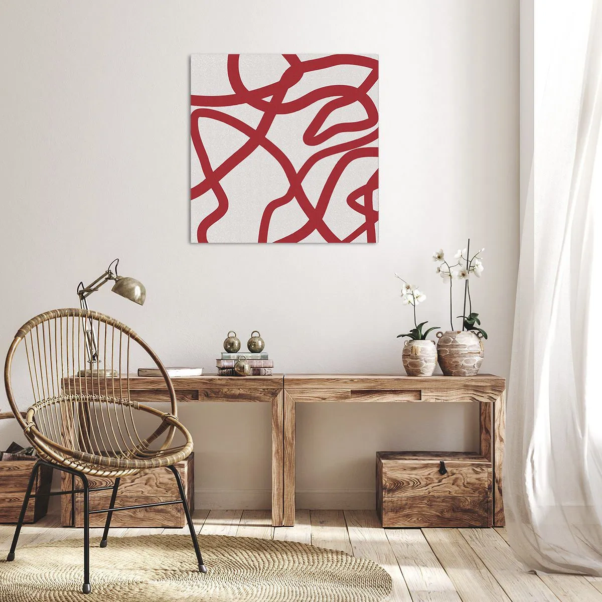 Impression sur toile - Image sur toile - Rouge sur blanc - 60x60 cm