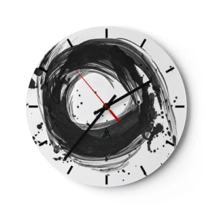 Horloge murale - Pendule murale - Cercle abstrait composé de coups de pinceau noirs - 30x30cm - Le tourbillon de la création - Décoration murale moderne pour le salon, la cuisine et la chambre ARTTOR