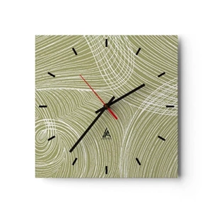 Horloge murale - Pendule murale - Lignes vertes et blanches dans une composition abstraite - 30x30cm - Abstraction complexe de blanc - Décoration murale moderne pour le salon et la chambre ARTTOR