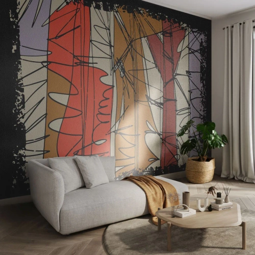 Papier peint sur mesure Standard Eco - Composition spontanée - Abstraction, Morceau, Gribouillis