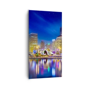 Impression sur toile - Image sur toile - Nuit arc-en-ciel de la métropole - 65x120 cm