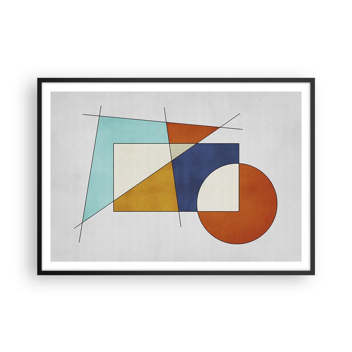 Affiche dans un cadre noir - Poster - Une composition moderniste de formes géométriques et de couleurs - 100x70cm - Abstraction : plaisir moderniste - Décoration murale moderne pour le salon et la chambre ARTTOR