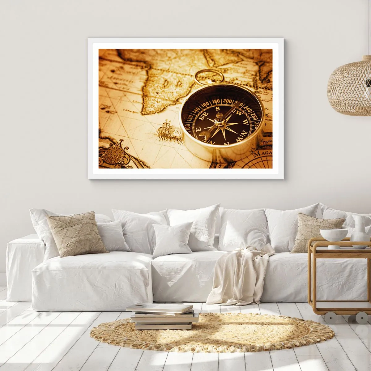 Affiche dans un cadre blanc - Poster - Est ou ouest? - 91x61 cm