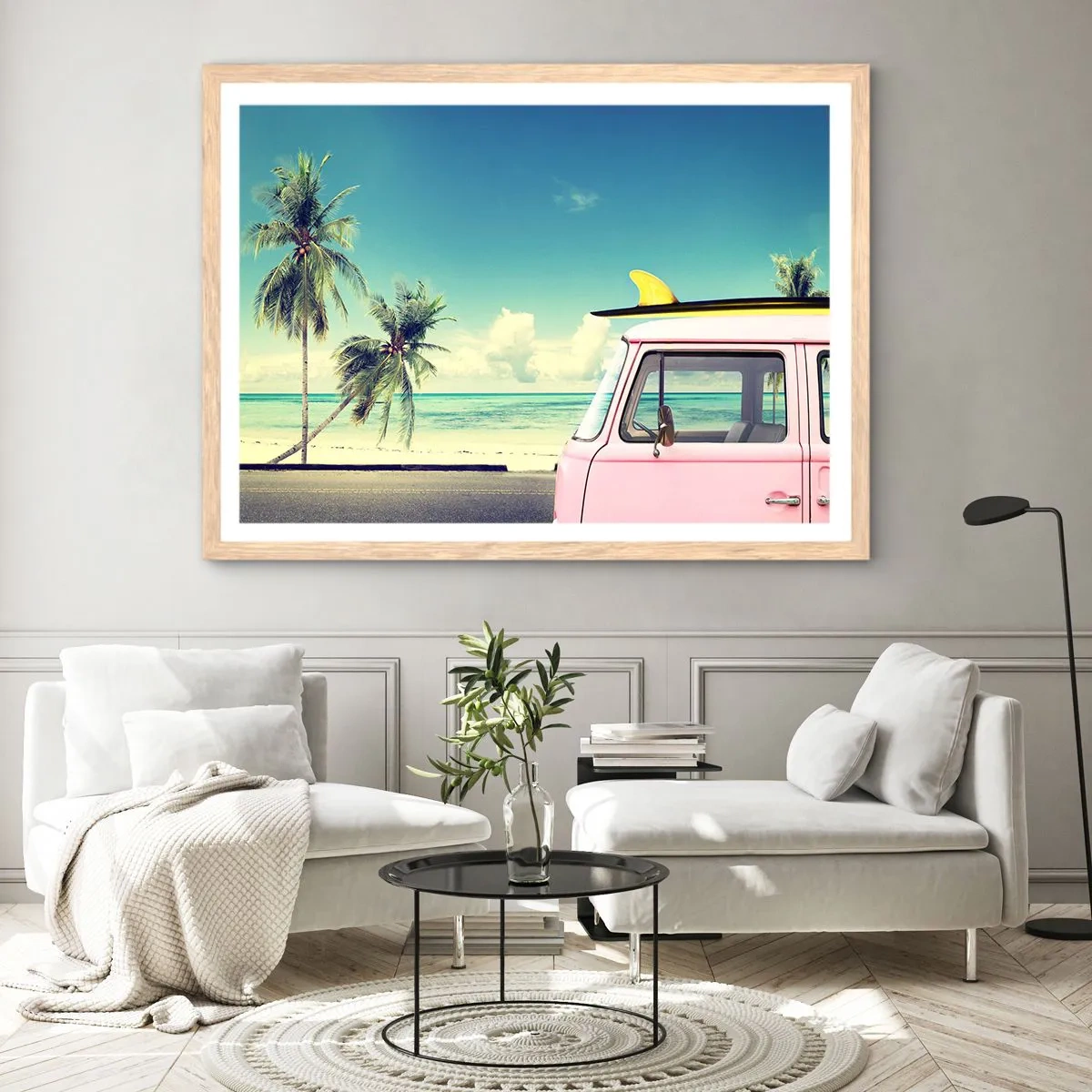 Affiche dans un chêne clair - Poster - Il est temps de commencer les vacances - 50x40 cm