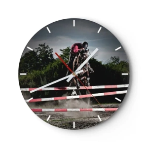 Horloge murale - Pendule murale - Un sauteur à cheval lors d'une compétition équestre - 30x30cm - Ensemble pour la victoire - Décoration murale moderne pour le salon, la cuisine et la chambre ARTTOR