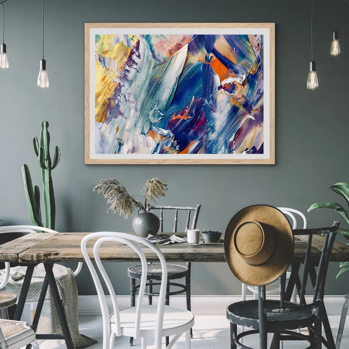 Affiche dans un chêne clair - Poster - Confusion des couleurs - 100x70 cm