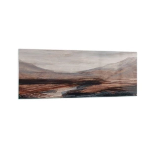 Impression sur verre - Image sur verre - Un paysage pittoresque avec une rivière et des montagnes - 140x50cm - Une vallée tranquille - Décoration murale moderne pour le salon et la chambre ARTTOR