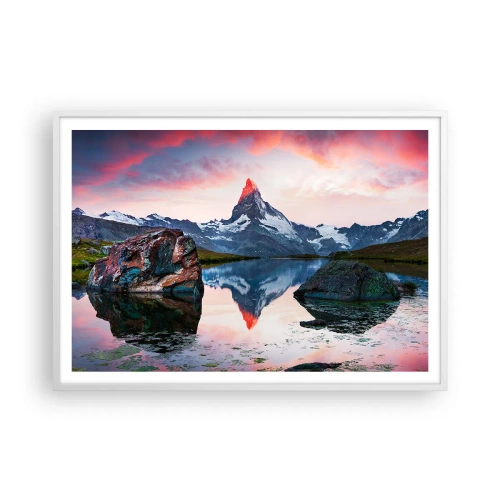 Affiche dans un cadre blanc - Poster - Le coeur des montagnes est chaud - 100x70 cm