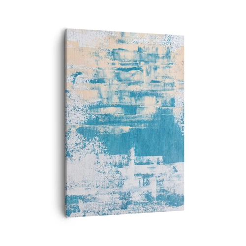 Impression sur toile - Image sur toile - Composition abstraite dans les tons de bleu et de blanc - 50x70cm - À travers un iceberg - Décoration murale moderne pour le salon et la chambre ARTTOR