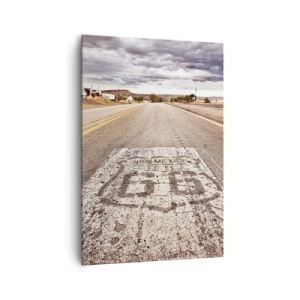Impression sur toile - Image sur toile - Route 66 dans un climat désertique avec un ciel pittoresque - 70x100cm - Mother Road - une légende américaine - Décoration murale moderne pour le salon et la chambre ARTTOR