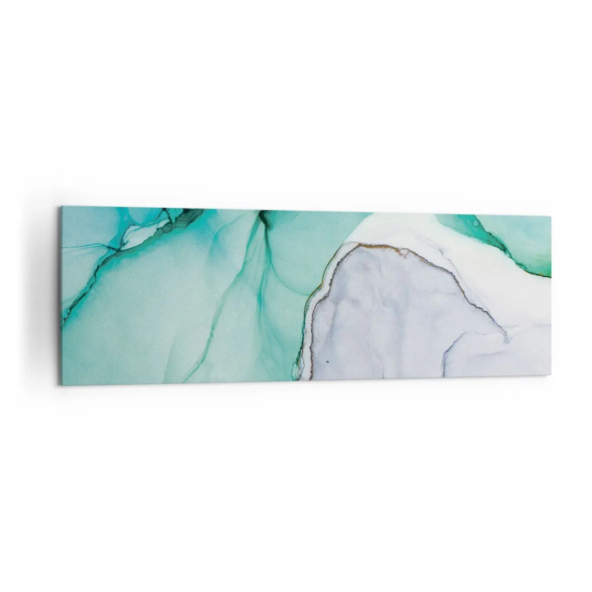 Impression sur toile - Image sur toile - Motif abstrait dans les tons turquoise et blanc - 160x50cm - Étude de turquoise - Décoration murale moderne pour le salon et la chambre ARTTOR