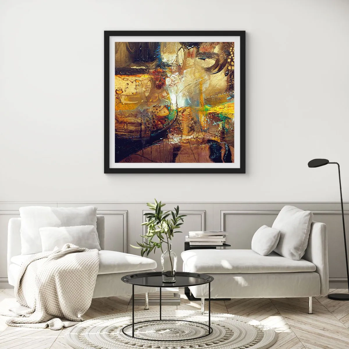 Affiche dans un cadre noir - Poster - Froid, tiède, chaud - 40x40 cm