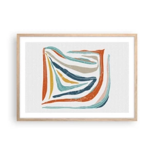 Affiche dans un chêne clair - Poster - Abstraction avec un sourire amical - 70x50 cm