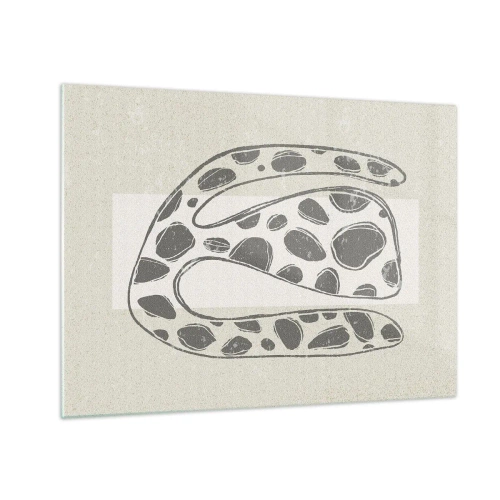 Impression sur verre - Image sur verre - Une forme organique fantaisiste dans des tons de gris sur beige - 70x50cm - Une étrange créature - Décoration murale moderne pour le salon et la chambre ARTTOR