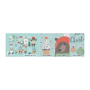 Échantillon de Papier Peint Premium Canvas - Que ce soit toujours Noël ! - Pour les enfants, Hiver, Animaux heureux - 100x30 cm