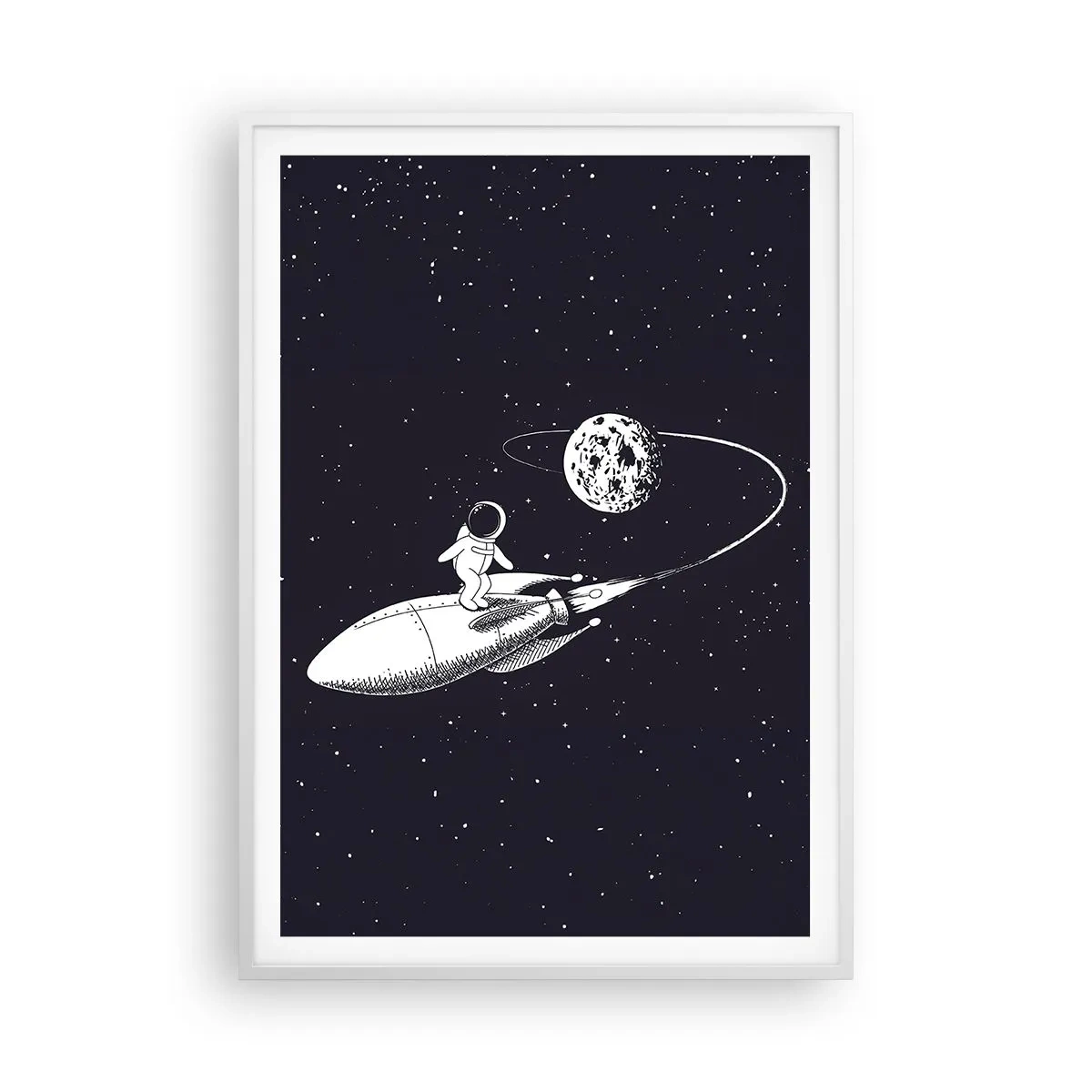 Affiche dans un cadre blanc - Poster - Surfeur de l'espace - 70x100 cm