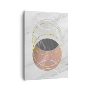 Impression sur toile - Image sur toile - Composition géométrique abstraite avec des cercles et des détails métalliques - 50x70cm - Musique des sphères - Décoration murale moderne pour le salon et la chambre ARTTOR