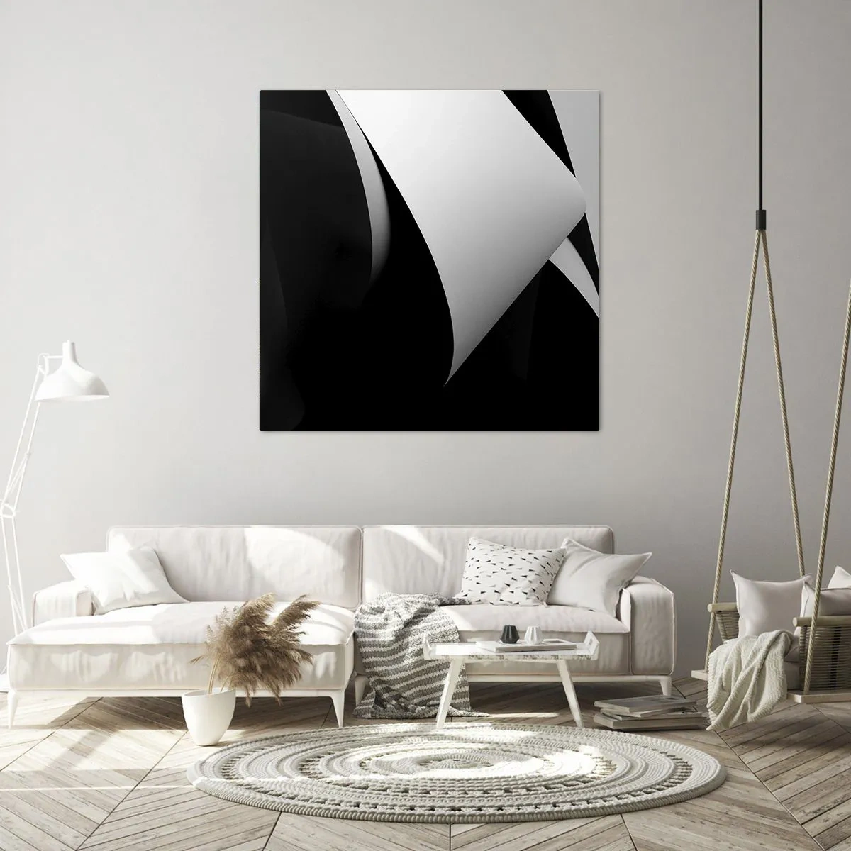 Impression sur toile - Image sur toile - Plans de lumière venus des profondeurs de l'ombre - 60x60 cm