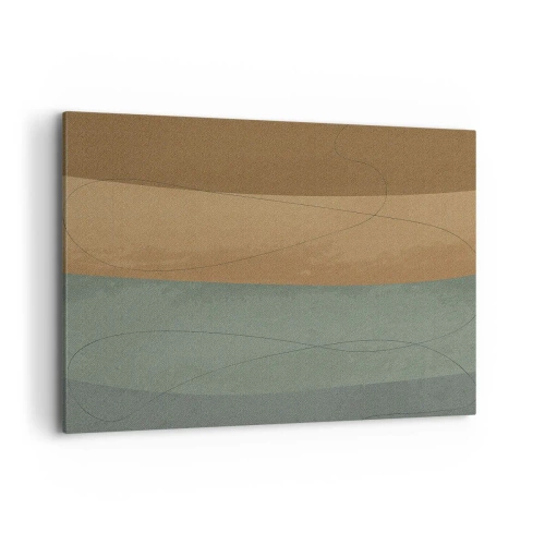 Impression sur toile - Image sur toile - Composition abstraite dans des tons de terre naturels - 100x70cm - Composition horizontale - Décoration murale moderne pour le salon et la chambre ARTTOR