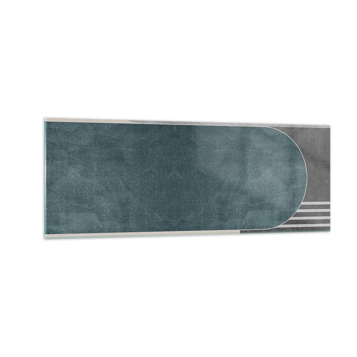 Impression sur verre - Image sur verre - Abstraction géométrique dans les tons de gris et de vert - 140x50cm - Composition de niveaux - Décoration murale moderne pour le salon et la chambre ARTTOR