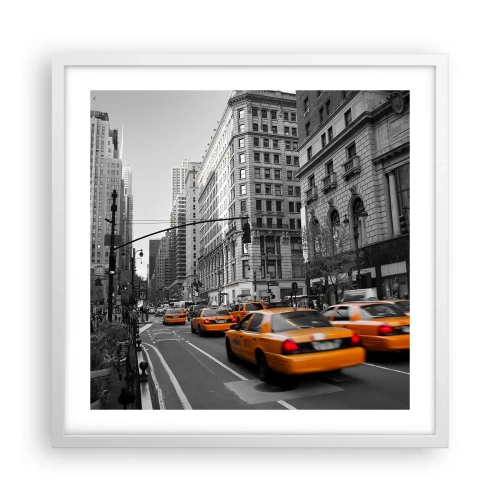Affiche dans un cadre blanc - Poster - Soleil des grandes villes - 50x50 cm