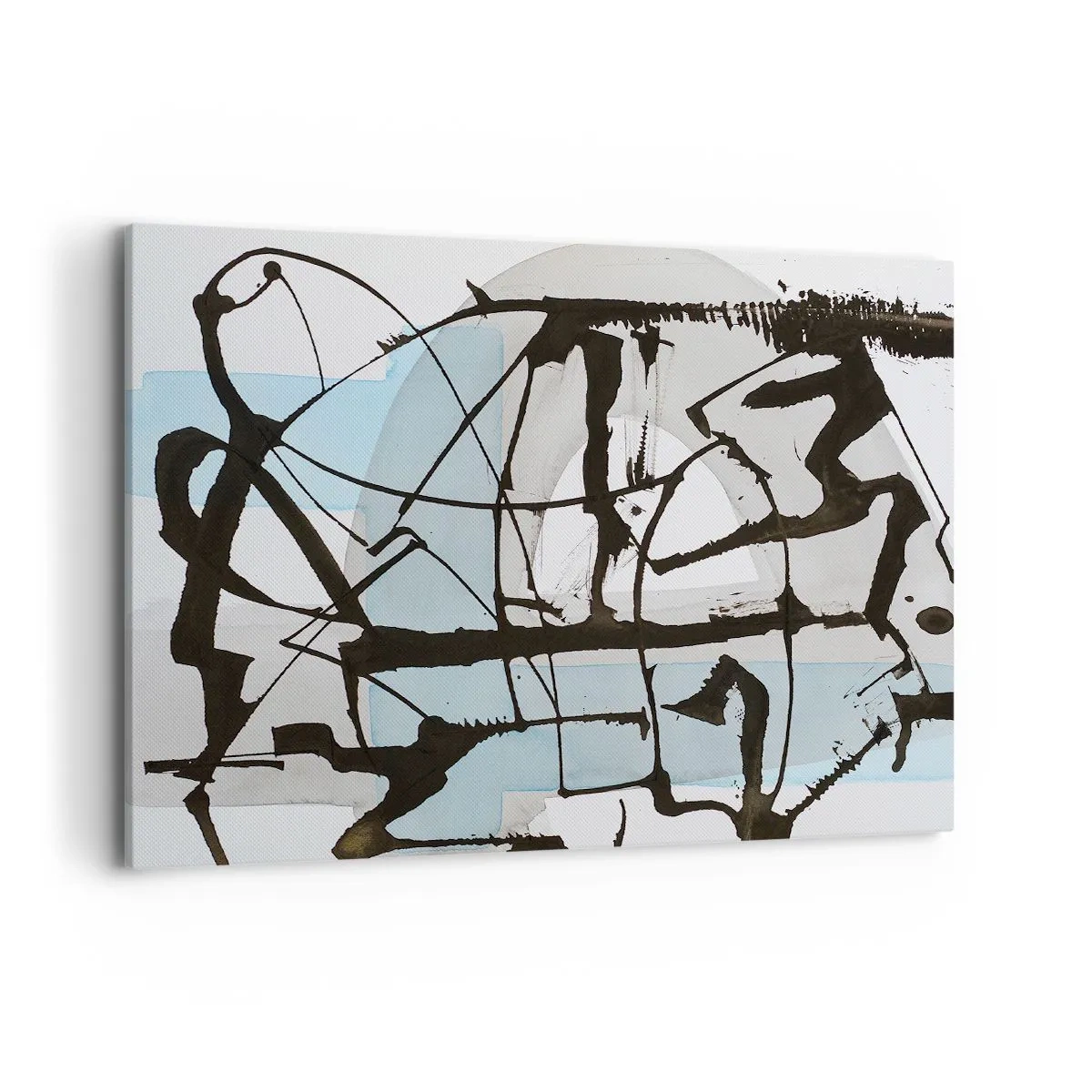 Impression sur toile - Image sur toile - Lignes et formes abstraites en bleu et noir - 100x70cm - Bleu malgré tout - Décoration murale moderne pour le salon et la chambre ARTTOR