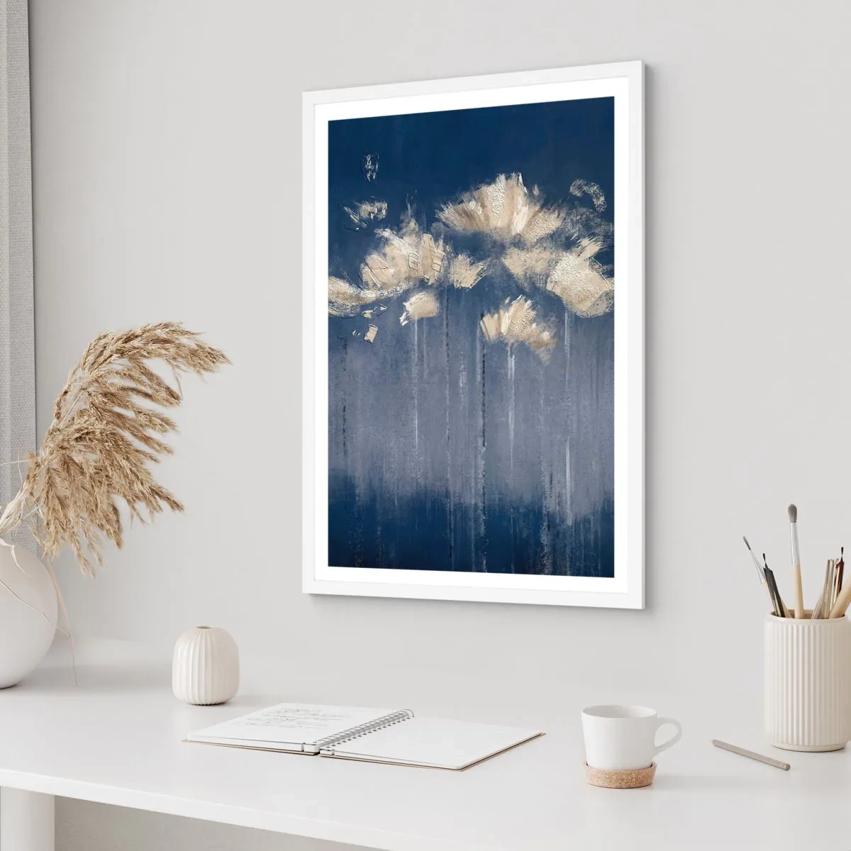 Affiche dans un cadre blanc - Poster - Comme des pétales au vent - 30x40 cm