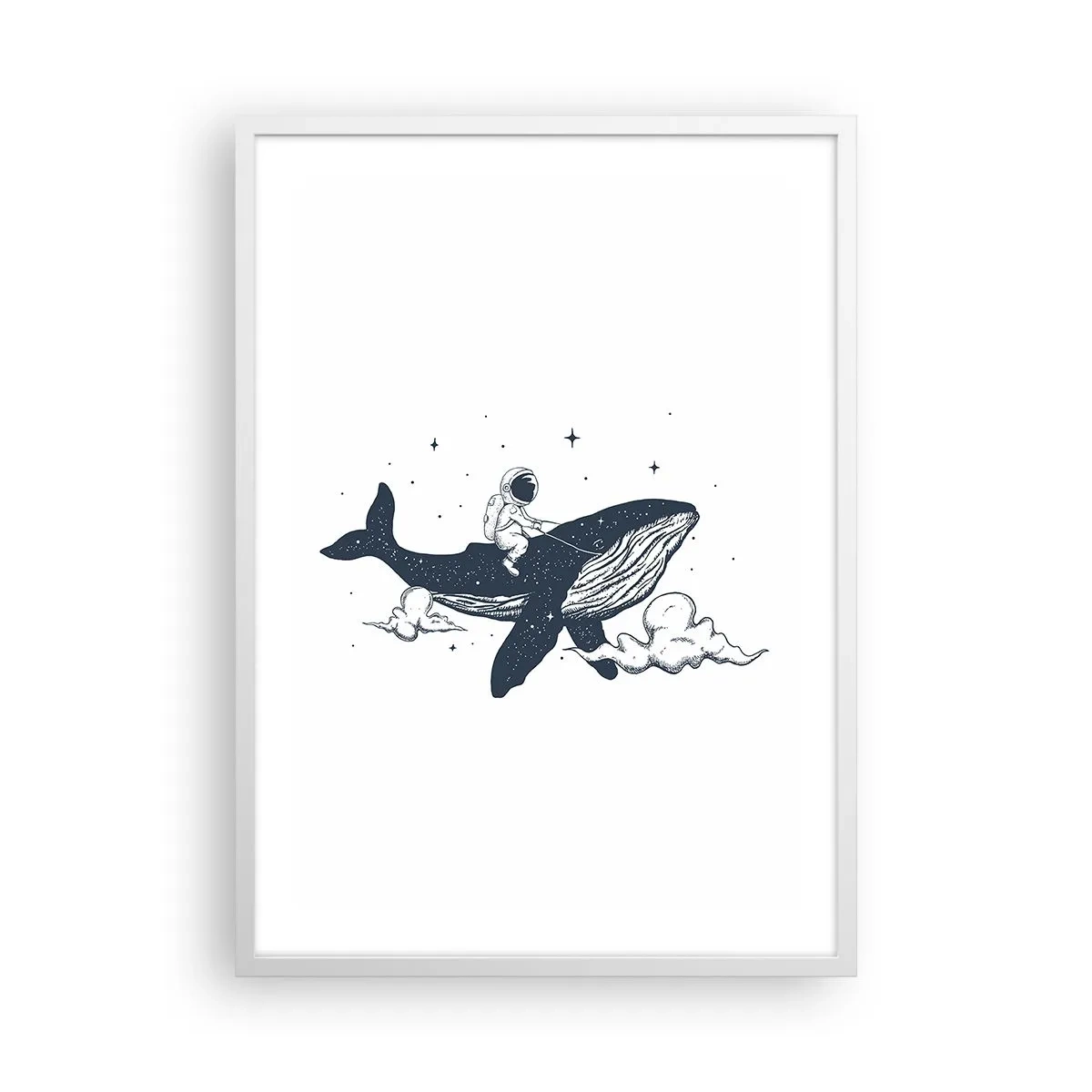 Affiche dans un cadre blanc - Poster - Aventure spatiale - 50x70 cm