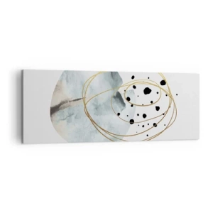 Impression sur toile - Image sur toile - Abstraction minimaliste avec un motif géométrique et des lignes dorées - 140x50cm - Emmêlement de l'espace - Décoration murale moderne pour le salon et la chambre ARTTOR