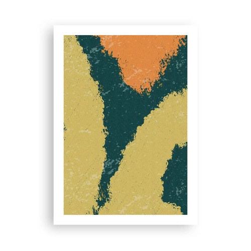 Affiche - Poster - Taches de couleurs abstraites dans les tons de vert et d'orange - 50x70cm - Abstraction – mouvement lent - Décoration murale moderne pour le salon et la chambre ARTTOR