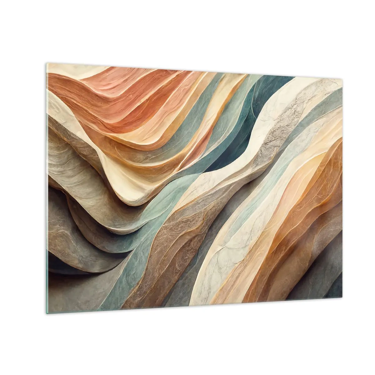 Impression sur verre - Image sur verre - Couches colorées ressemblant à des plis de roche et de sable - 70x50cm - Le moment avant le changement - Décoration murale moderne pour le salon et la chambre ARTTOR