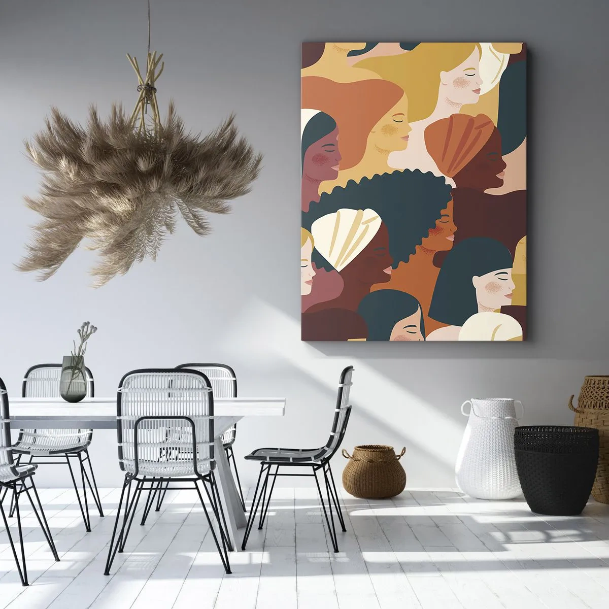 Impression sur toile - Image sur toile - Profils colorés de femmes aux styles variés - 50x70cm - Uniquement la féminité - Décoration murale moderne pour le salon et la chambre ARTTOR